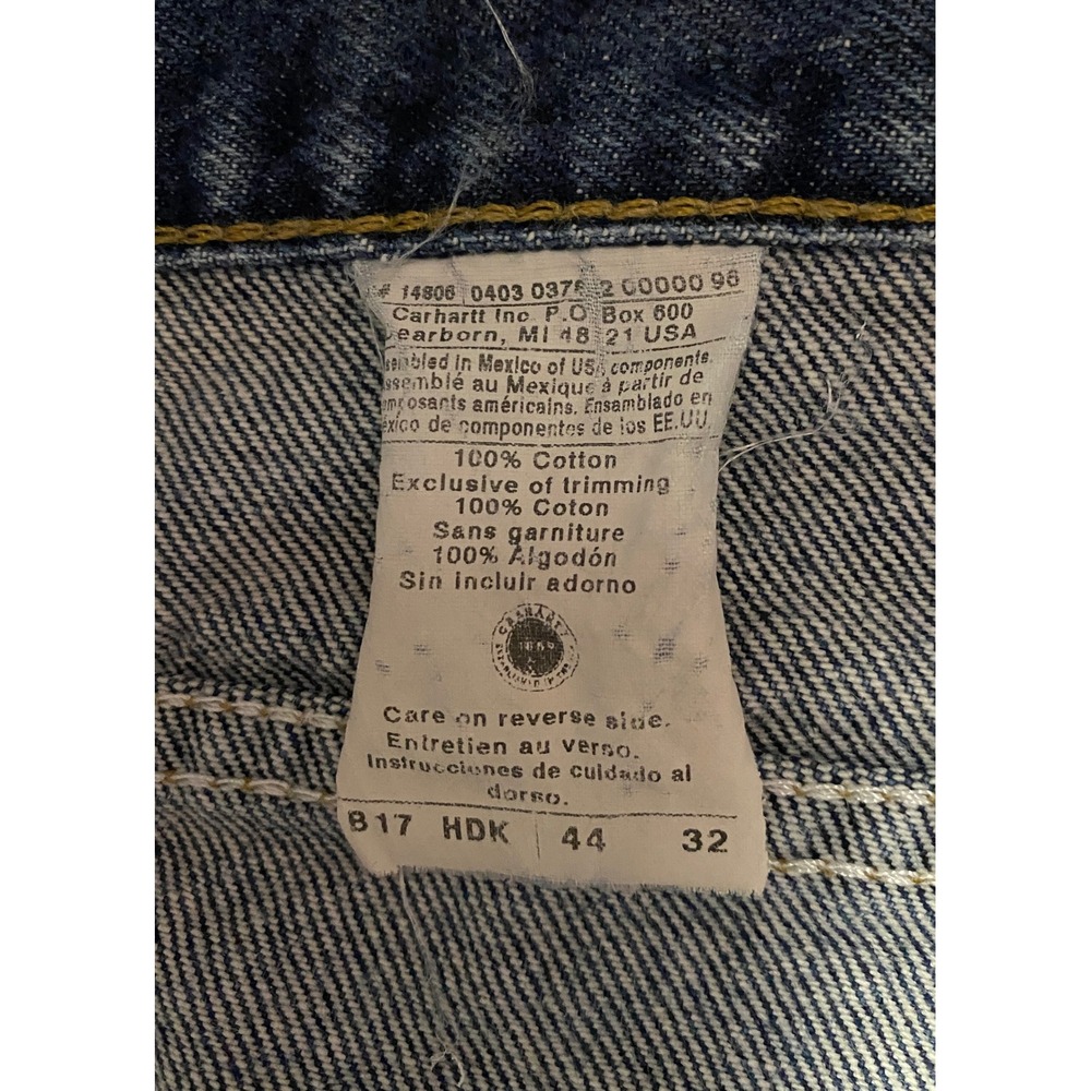 Vintage Carhartt B17 HDK Jeans Men's Size 44×32 Blue Original Fit USA Components - Picture 6 of 10